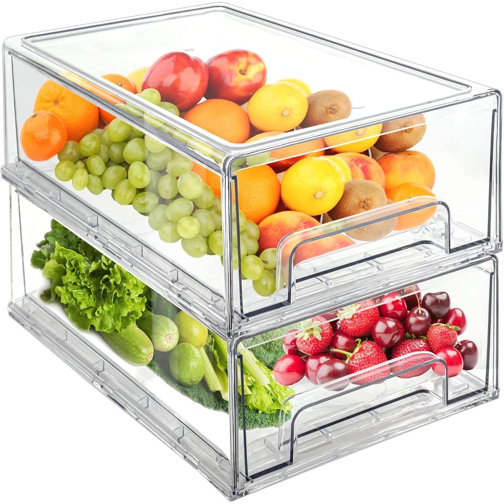 Food Storage Without Pantry - صناديق تنظيم قابلة للسحب والتكديس للثلاجة