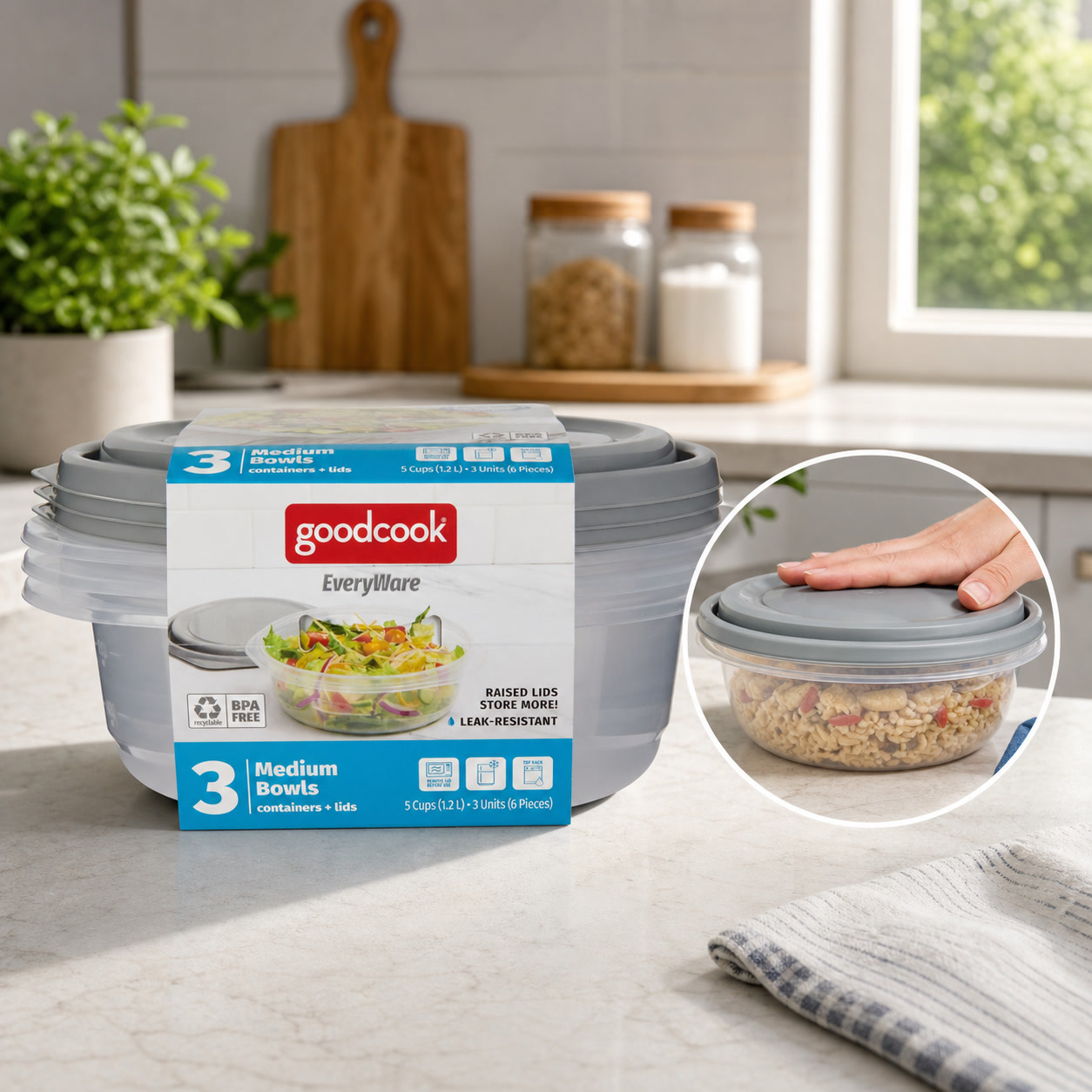 Food Storage Containers With Lids - 6 قطع من أوعية تخزين الطعام