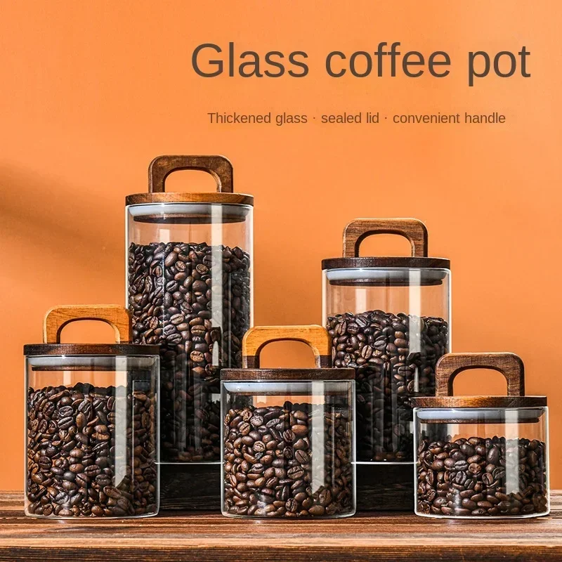 Food Storage Glass Containers Large - 800-2100 مللي غطاء الخشب جرة زجاجية