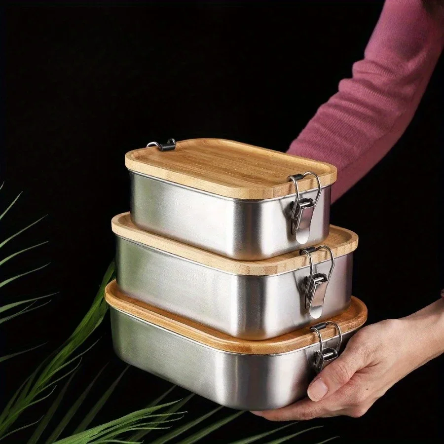 Food Storage Containers With Lids - صندوق غداء جديد من الفولاذ المقاوم