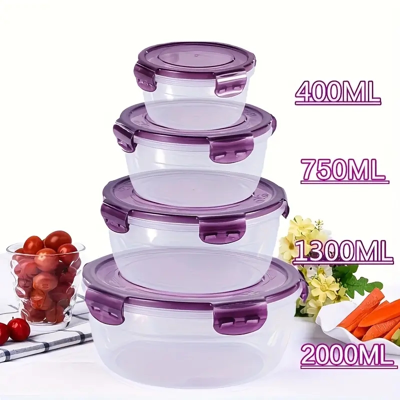 Food Storage Ideas - 4 حاويات بلاستيكية لتخزين الطعام، صناديق
