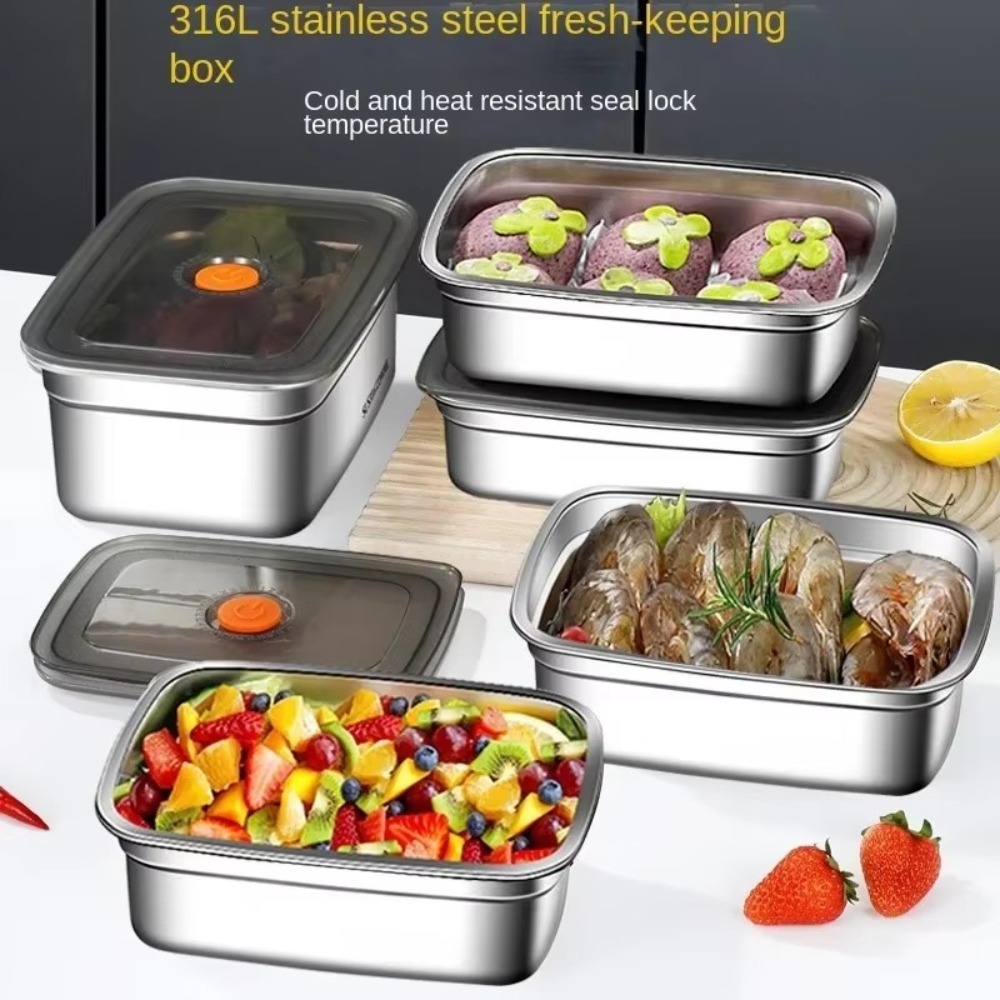 Food Storage Box Stainless Steel - الفولاذ المقاوم للصدأ التخييم علب الاغذية
