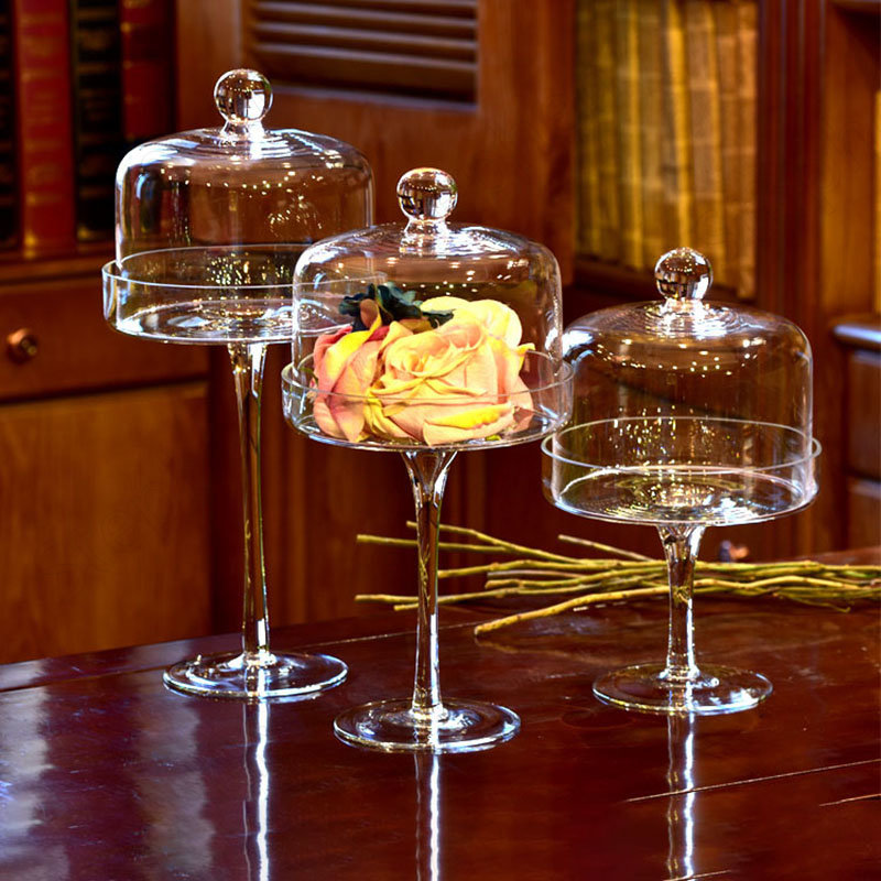 Food Storage Glass Containers Large - عالية أرجل حاوية زجاجية شفافة الأوروبية