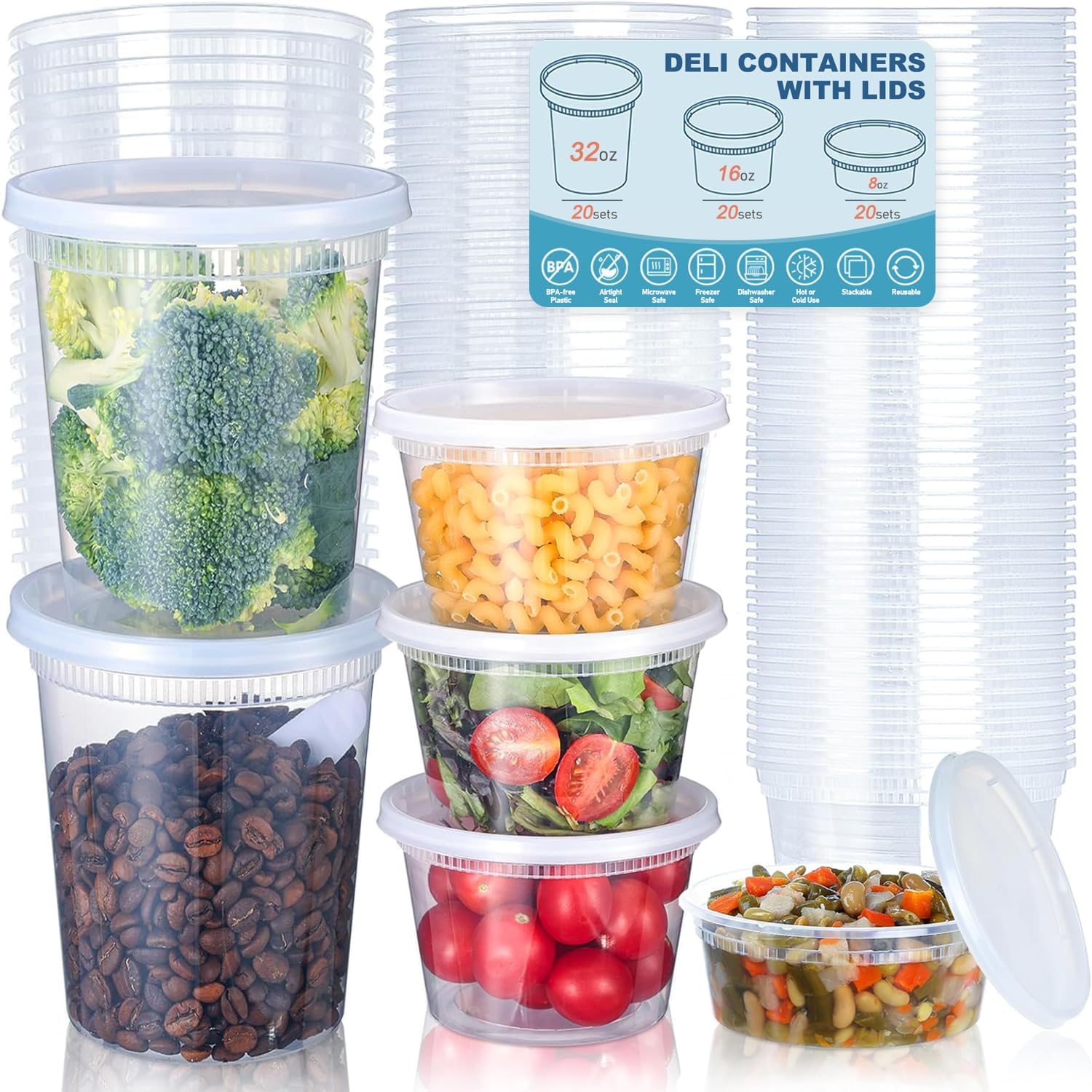 Food Storage Containers With Lids - 24 قطعة من حاويات تخزين الطعام