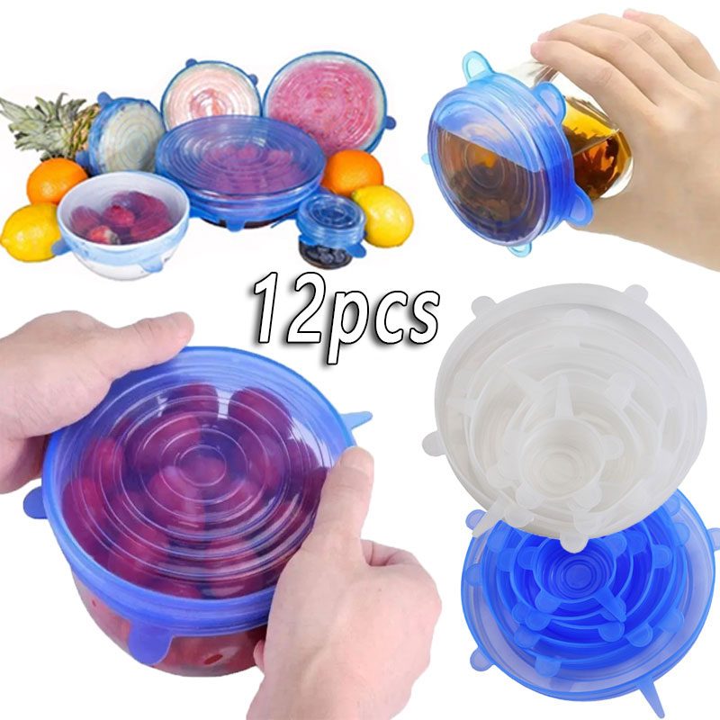 Silicone Stretch Lid - 6/12 قطعة من أغطية السيليكون الغذائية