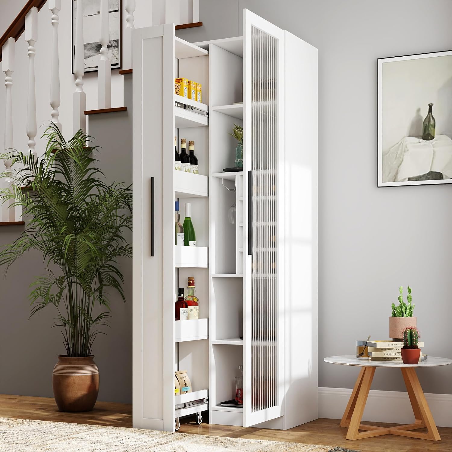 خزانة مطبخ بيضاء بطول 71 بوصة، - مراجعة Food Storage Without Pantry وسعره