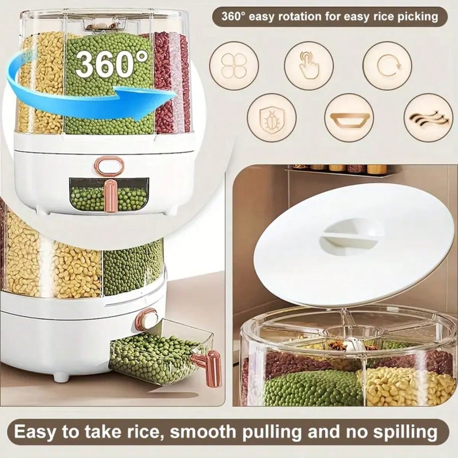 شبكة 6-Grid 360 °   موزع أرز د - مراجعة Food Storage No Pantry وسعره