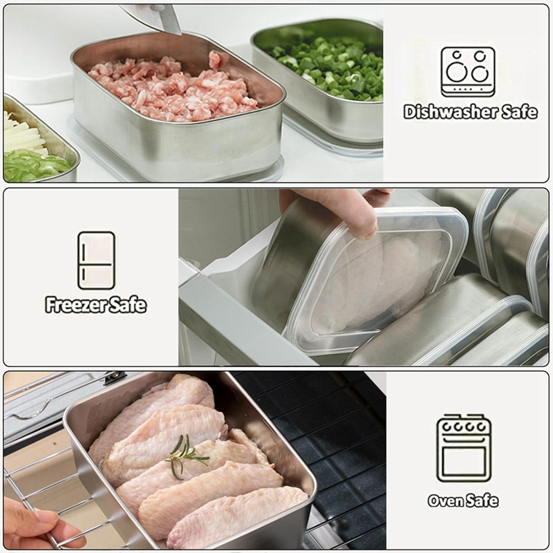 حاويات من الفولاذ المقاوم للصد - مراجعة Food Storage Containers With Lids وسعره