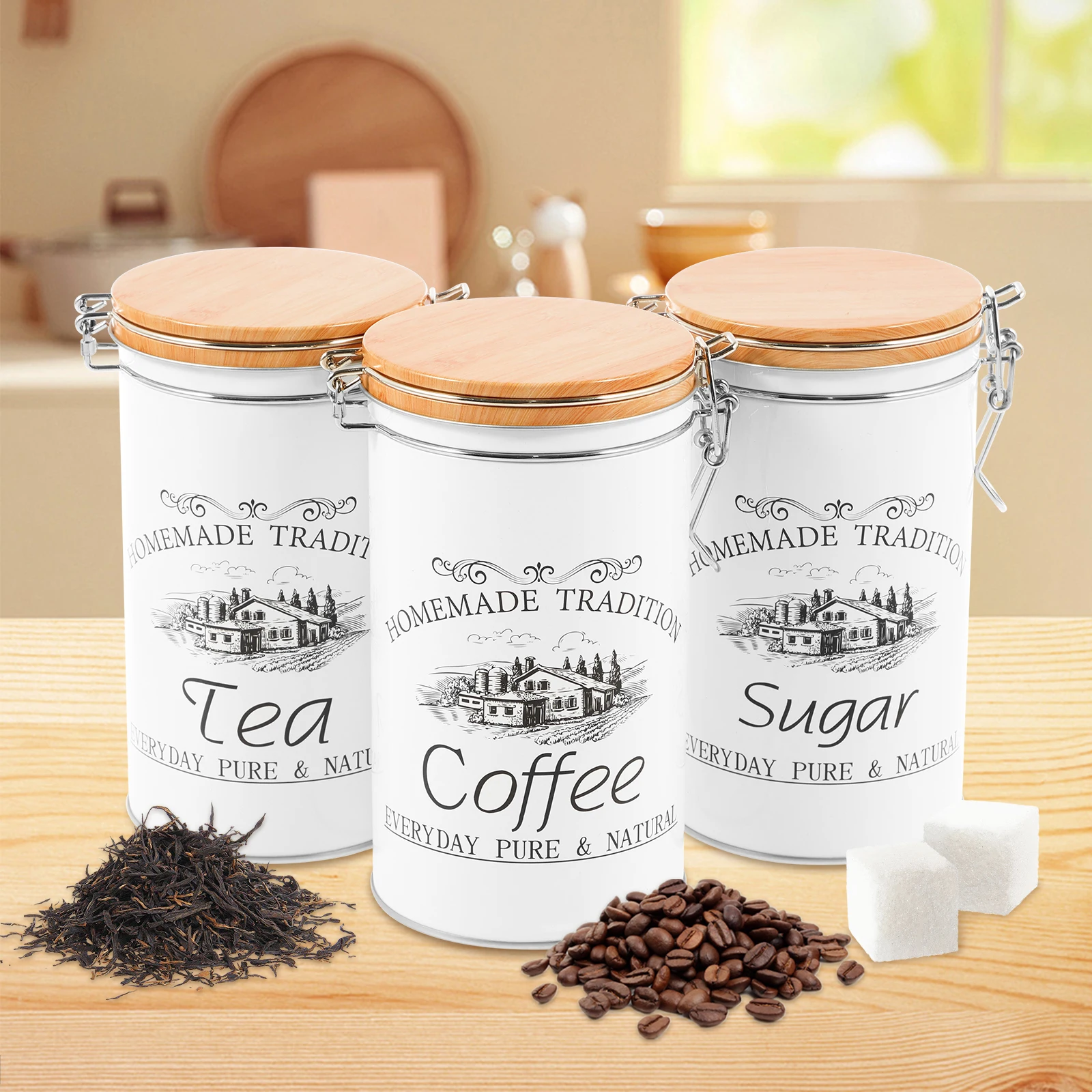3 قطعة/المجموعة الشاي القهوة ا - مراجعة Food Storage Kitchen Container Set وسعره