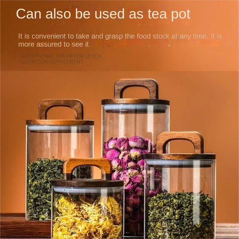 برطمان زجاجي بغطاء خشبي ، علبة - مراجعة Food Storage Glass Containers Large وسعره