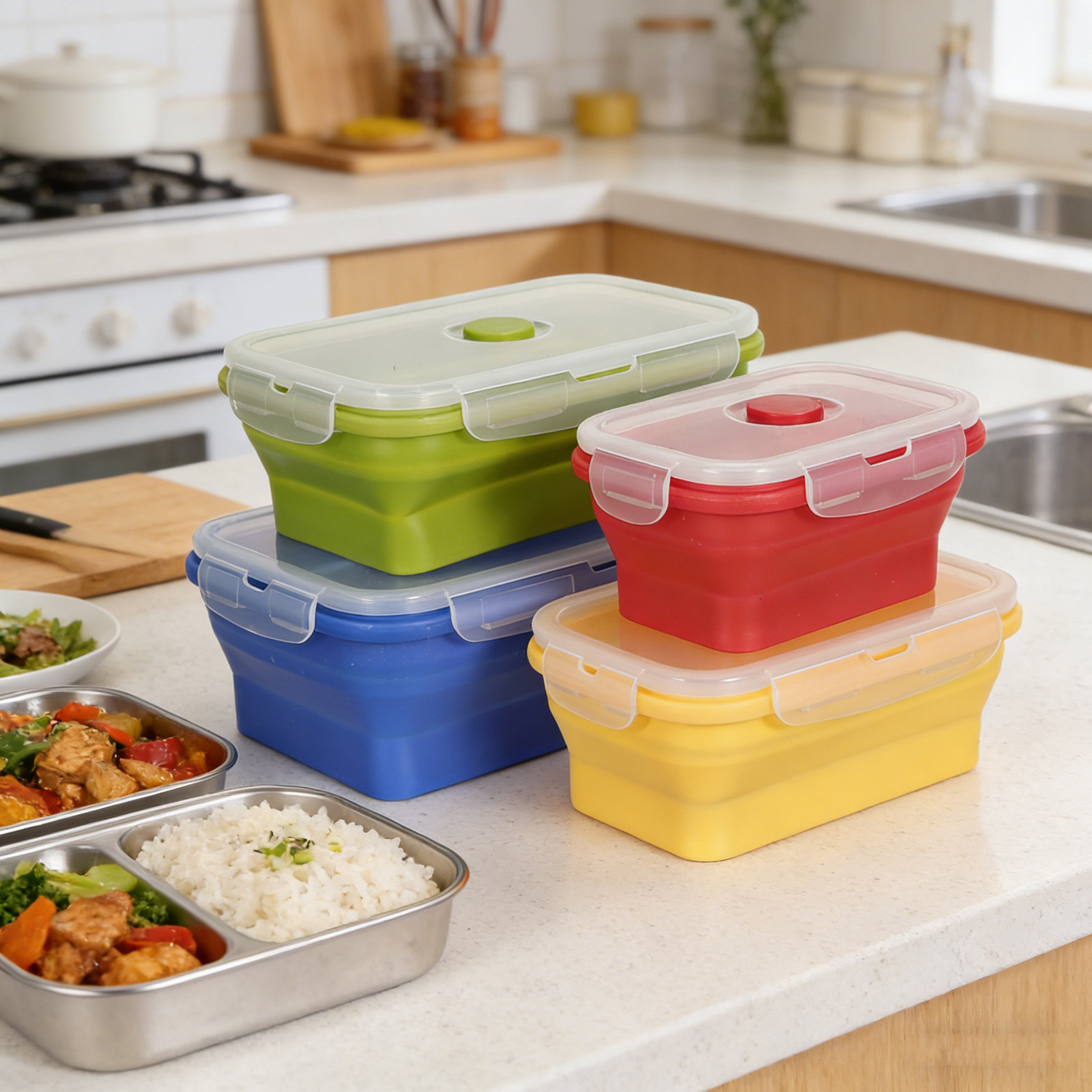 4 قطع من علب الطعام القابلة لل - مراجعة Food Storage Box Plastic وسعره