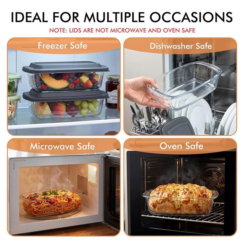 قالب خبز ABMR - عبوة من قطعتين - مراجعة Food Storage Glass Containers Large وسعره