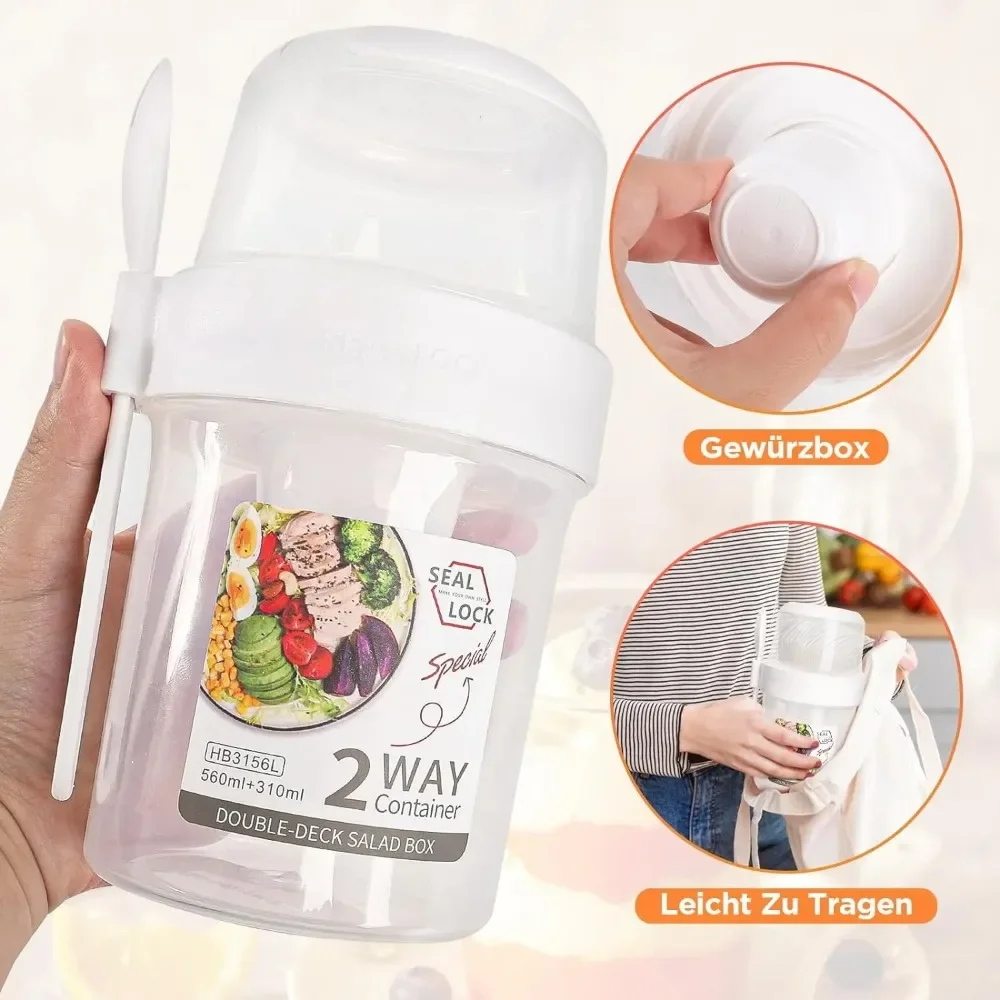 كوب سلطة أكواب الإفطار المحمول - مراجعة Food Storage Kitchen Container Set وسعره