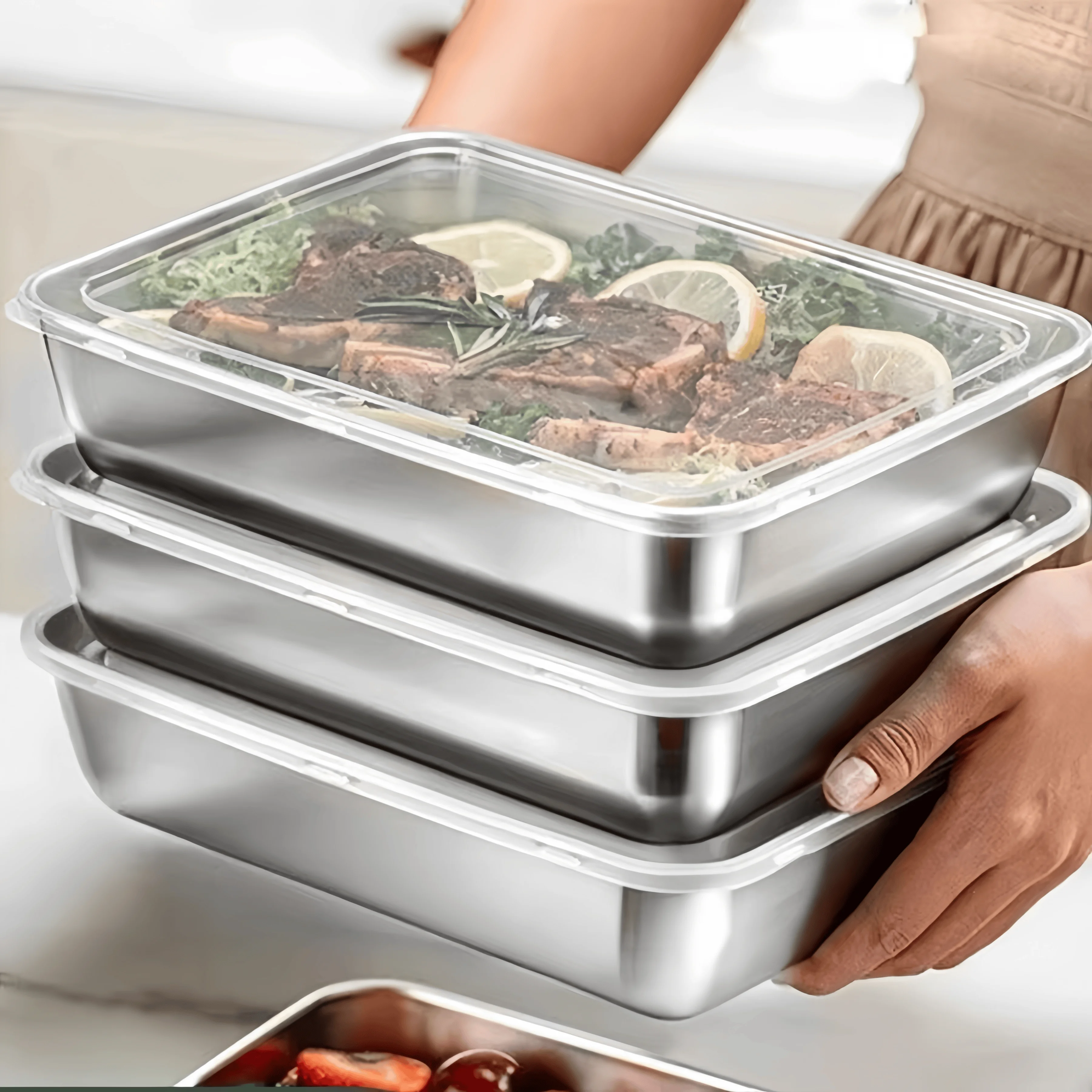 علبة طعام مستطيلة محكمة الإغلا - مراجعة Food Storage Containers With Lids وسعره