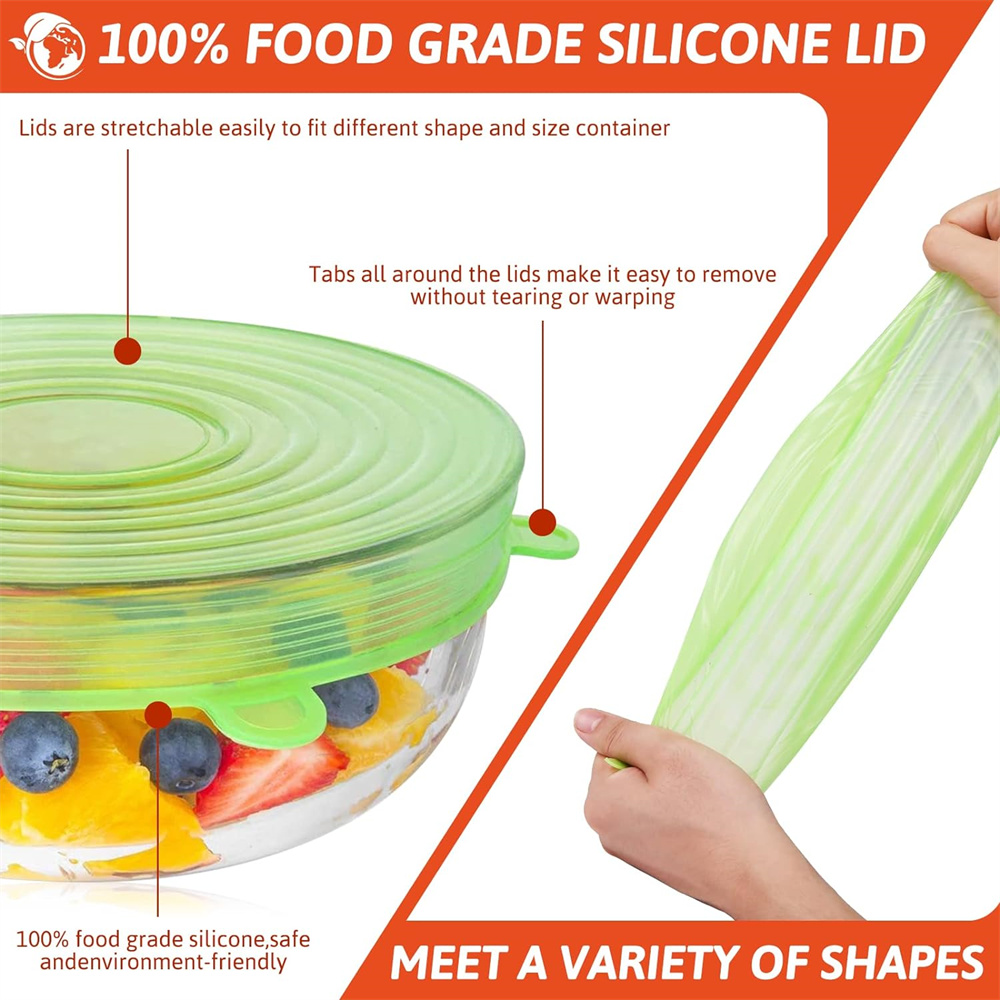 6 قطع أغطية سيليكون لحفظ الطعا - مراجعة Silicone Stretch Lid وسعره